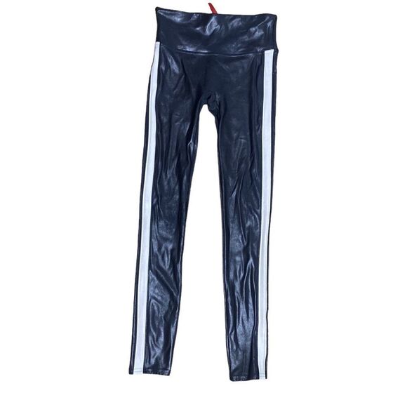 Spanx faux leather side stripe leggings small moto biker pants vegan edgy - Picture 5 of 7